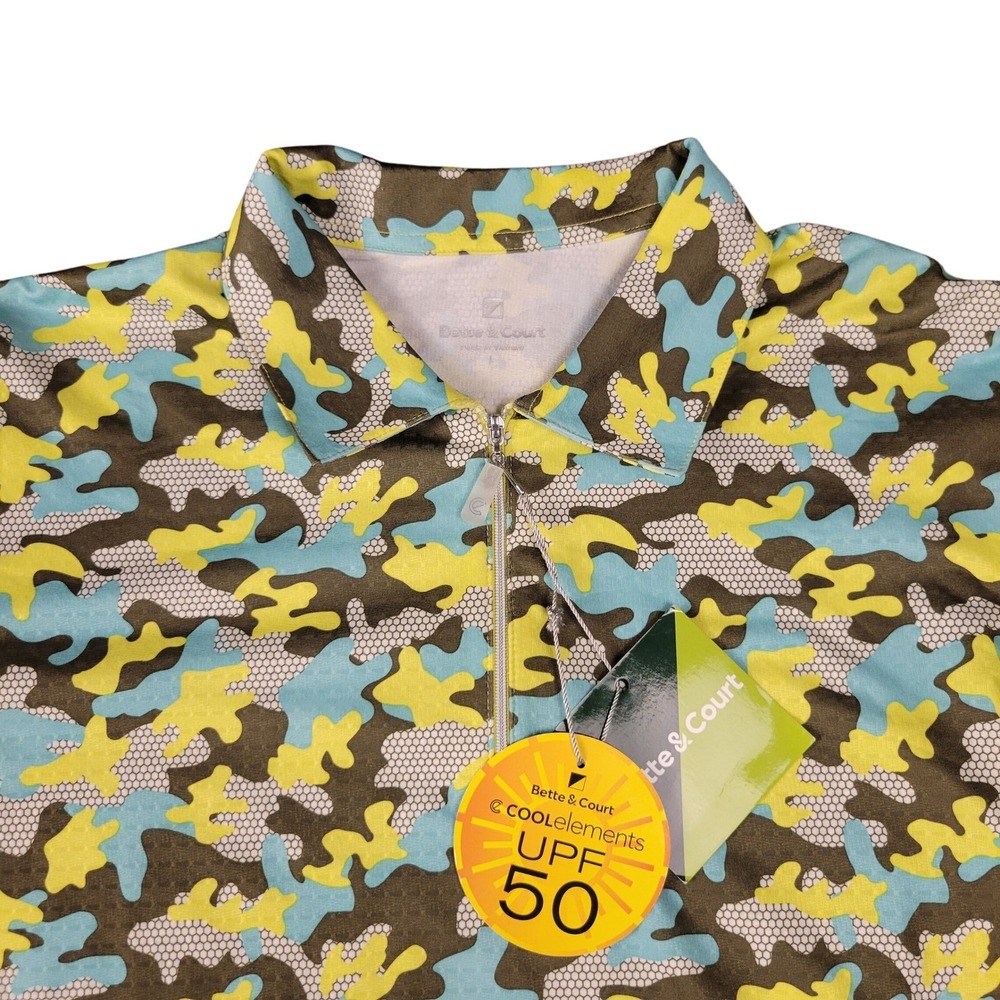 Bette & Court Golf Pullover Large UPF‎ 50 Sun Protection Camo Tennis Athletic